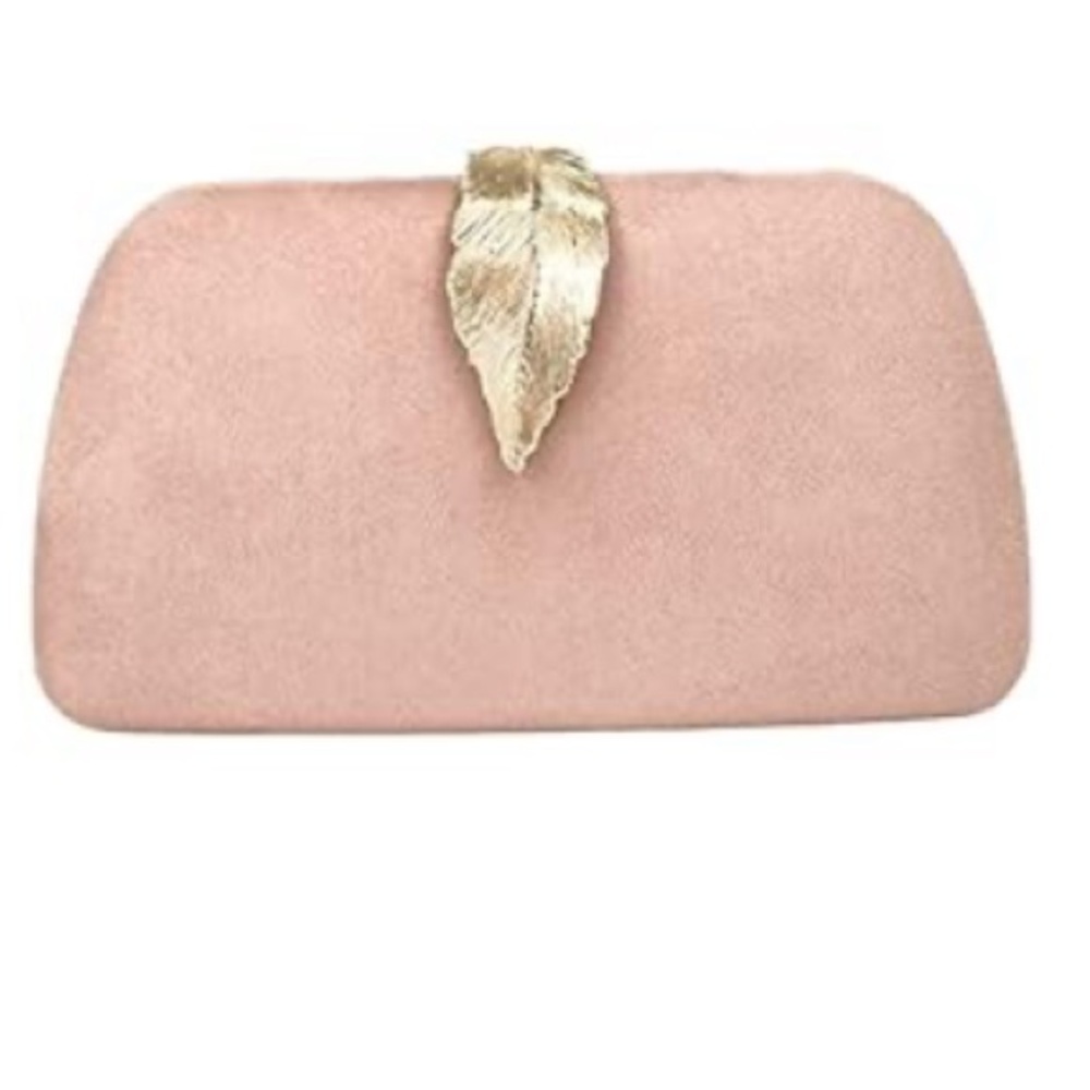Vintage-style suede mauve/pink clutch
